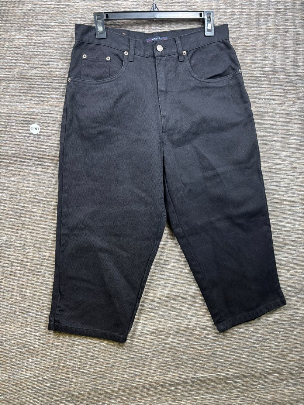 Bill Blass Easy Fit Capri Jeans Womens 10P Black Classic High Waist Denim NEW
